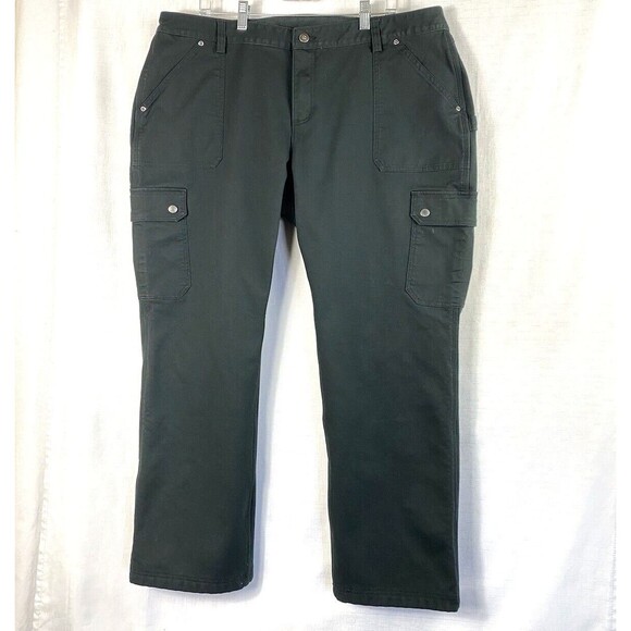 Duluth Trading Curve Setter Waistband Black Fleece Lined Pants Women 20 x 31(29) - Picture 1 of 13